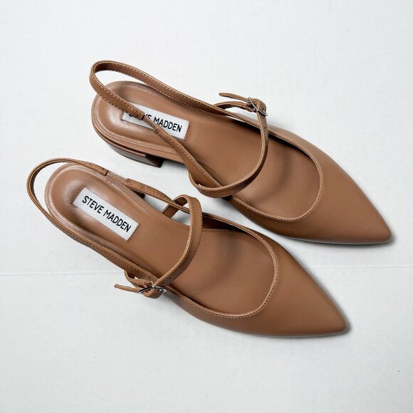 New in Box Steve Madden Christyy Tan Slingback Block Heel Pumps Women’s Size 8.5 - Picture 2 of 8